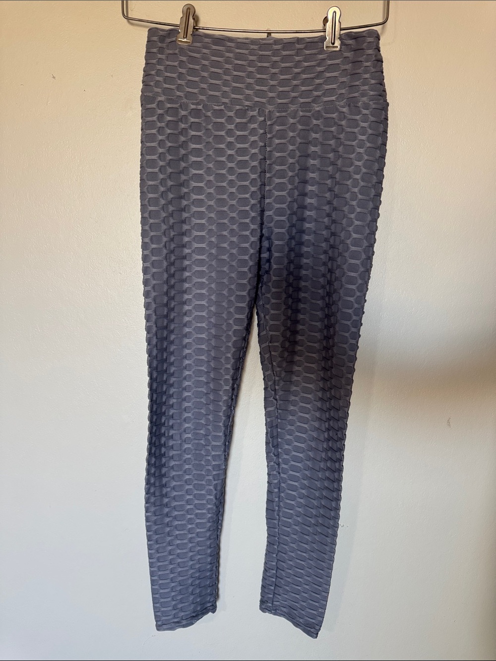 Textured High-Waist Leggings in Slate Gray